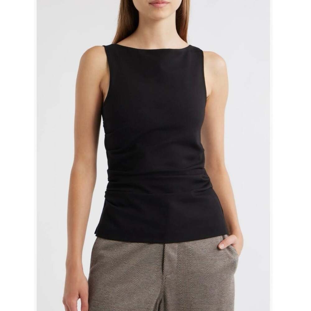 NWOT Women’s rag & bone Irina Shirred Ponte Tank in Black SZ S